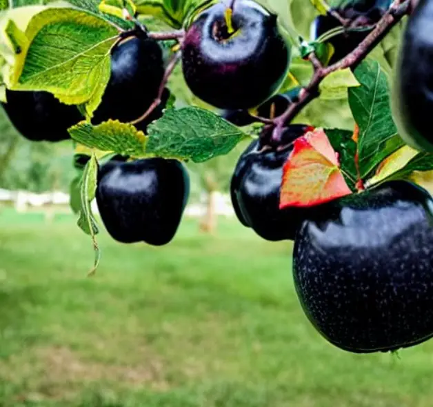 Arkansas Black Apples, in an apple orchard