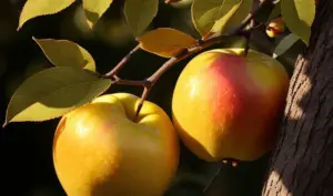Blushing Golden Apple in tree