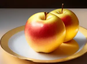 Blushing Golden Apple on plate