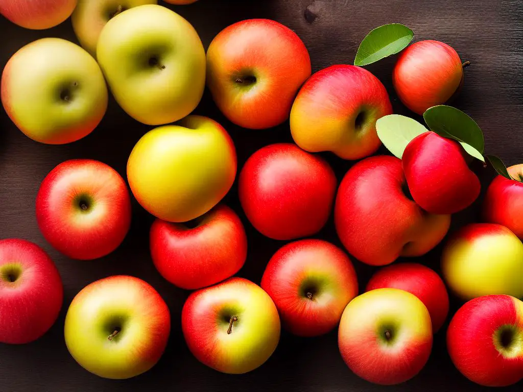 Image of Cameo Apples, showing their red and yellow skin with a crisp texture when cut open.