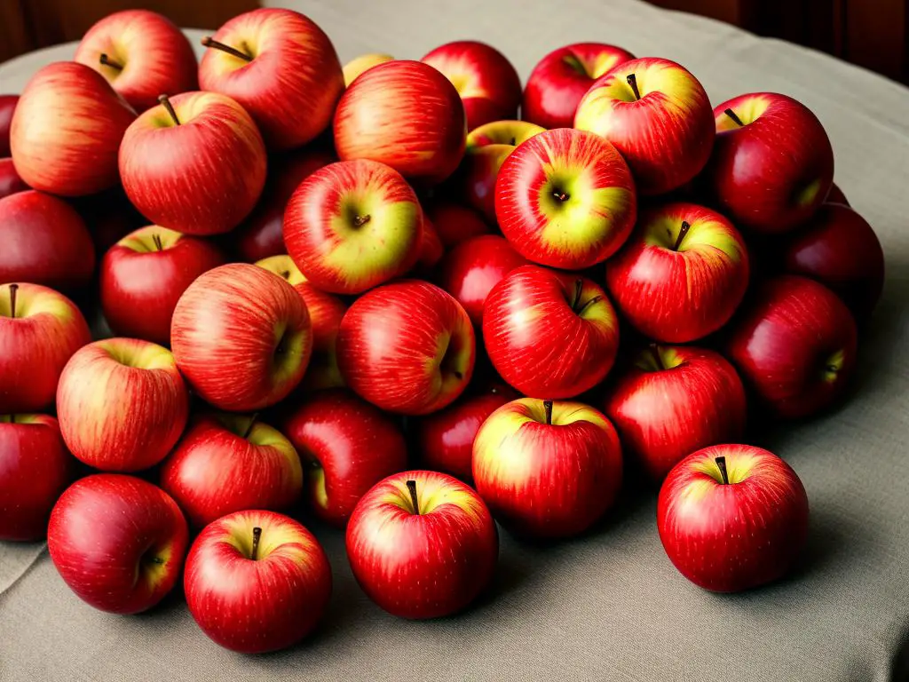 A pile of Rome apples with a vibrant red color