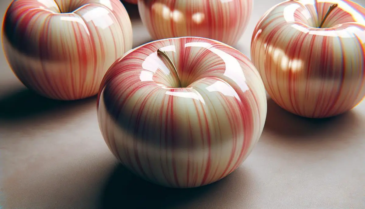 A close-up image of Sekai Ichi apples, showcasing their large size and shiny appearance