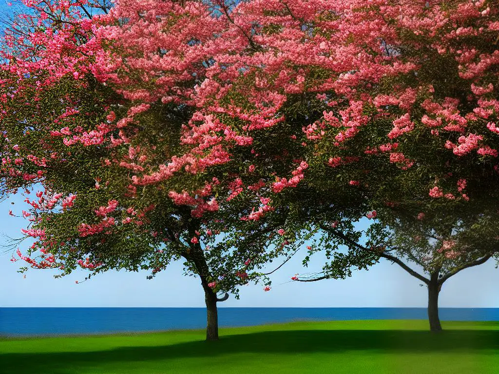 A beautiful image of a Siberian Crab Apple tree in full bloom