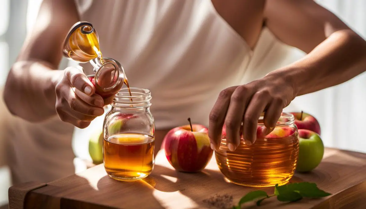 Image of a person applying apple cider vinegar to their skin to relieve a rash