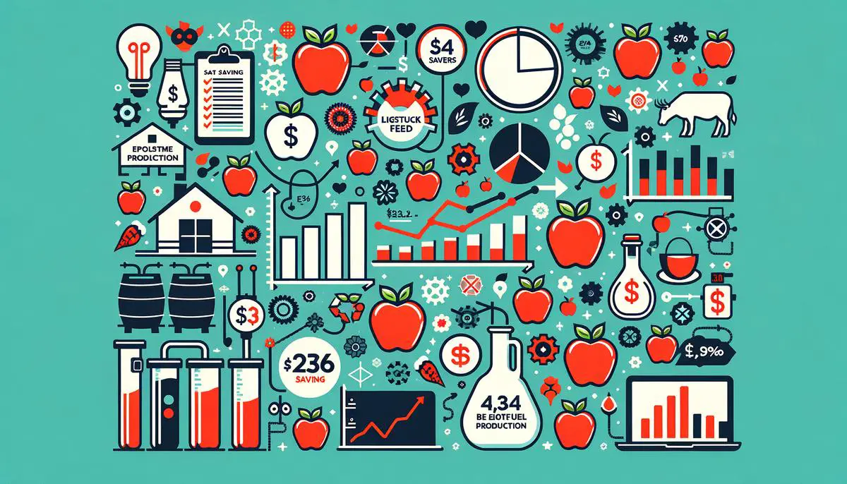 Visual representation of economic benefits from apple by-product management