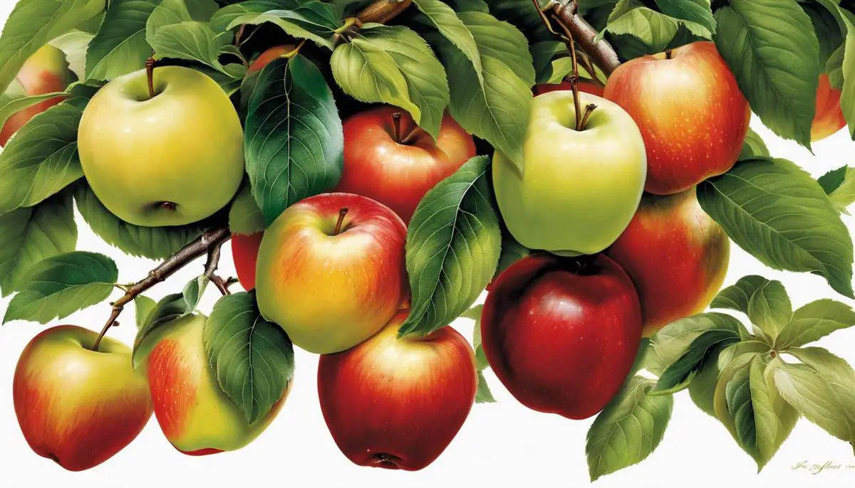 A variety of apples, ranging from shades of green and yellow to red and orange, showcasing the rich diversity of apple biodiversity.