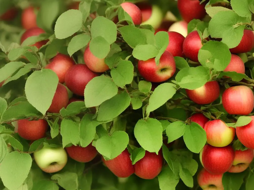 Picture of an apple with a red and green skin with a cut section showing the white interior with seeds. Image suggests the health benefits of eating apples.