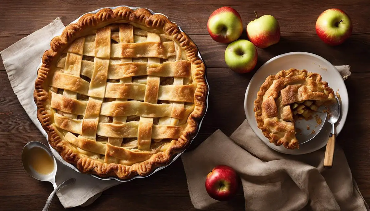 An image depicting the evolution of H-E-B's apple pie