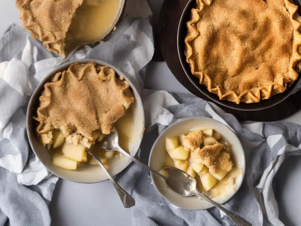 A bowl of delicious apple pie filling.