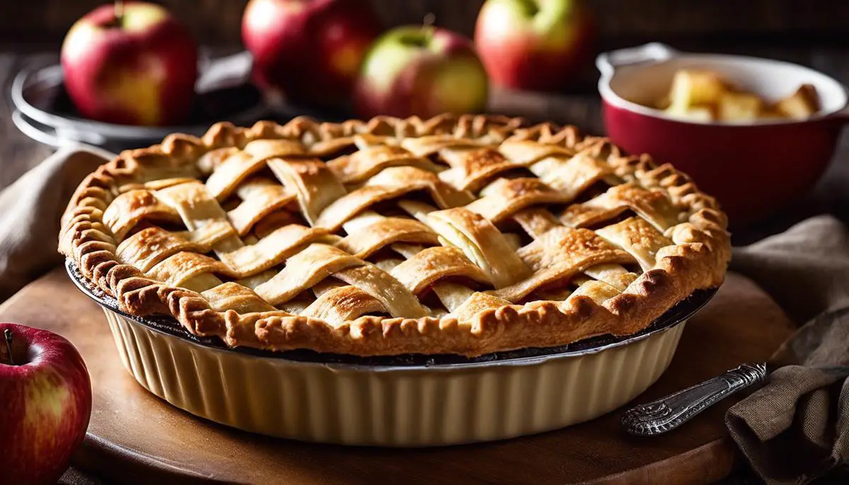 Image of a delicious apple pie fresh out of the oven