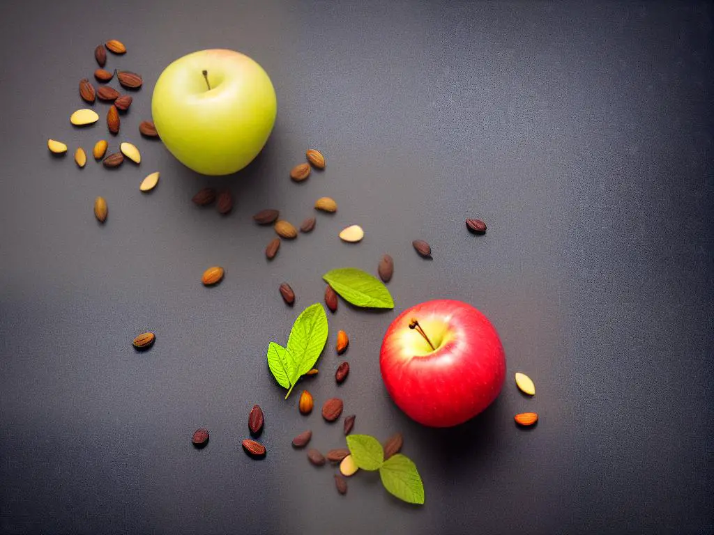 An image of an apple with different factors affecting its price written around it. The factors include the region where it was grown, seasonality, industry economic impact, consumer preference, and global market forces and trade regulations.