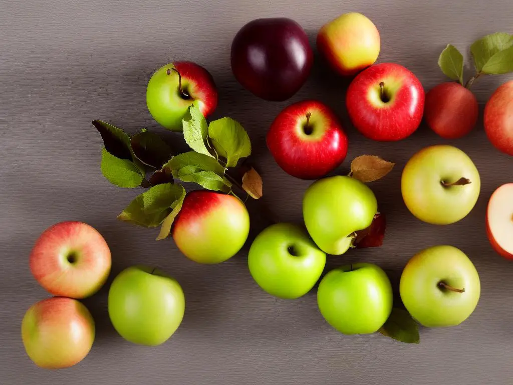 Illustration of different sizes of apples, from small to large, next to a measuring tape.