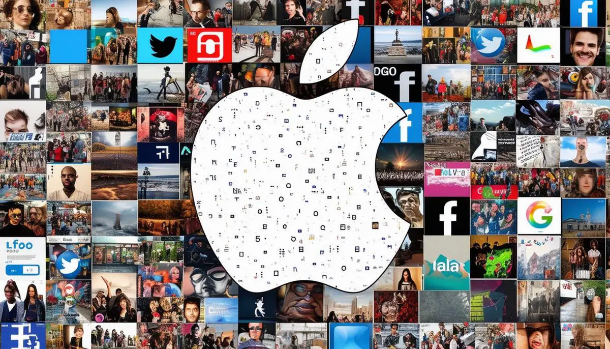 A collage representing Apple's presence on various social media platforms