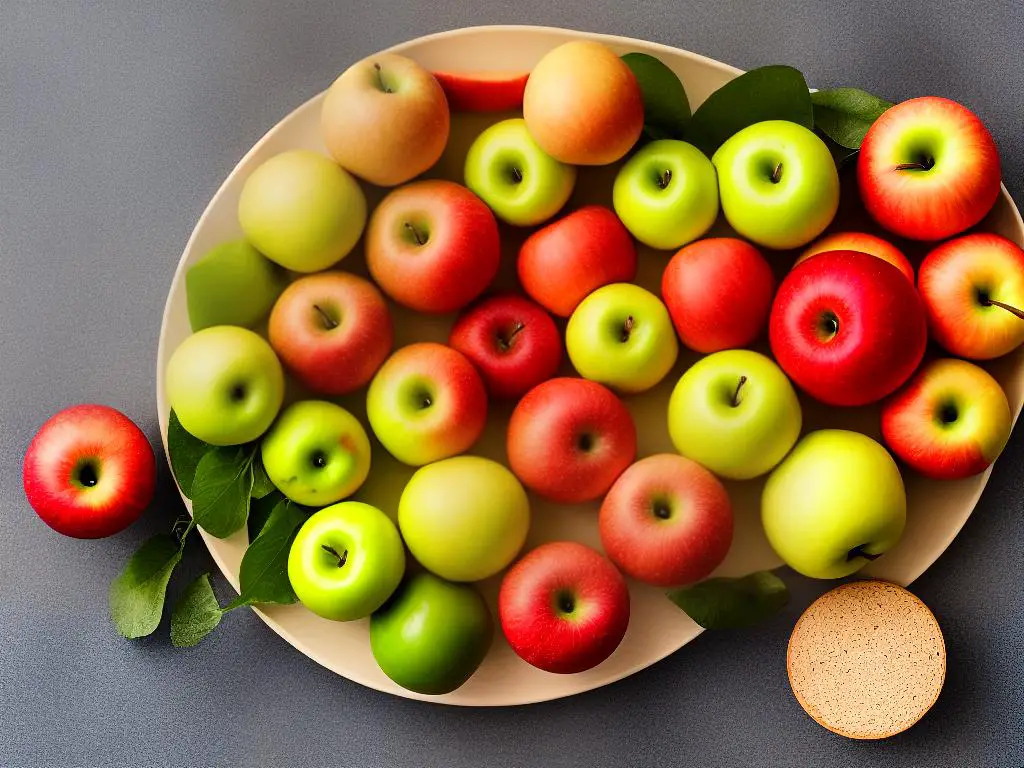 Image of different types of apples, including honeycrisp, granny smith, braeburn, jazz, and cripps pink, arranged in a circle.