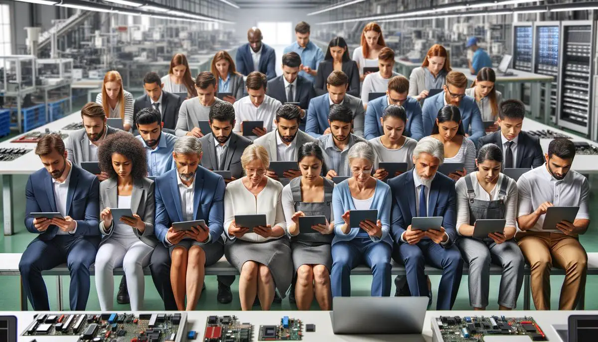 Apple supplier employees engaged in a training session