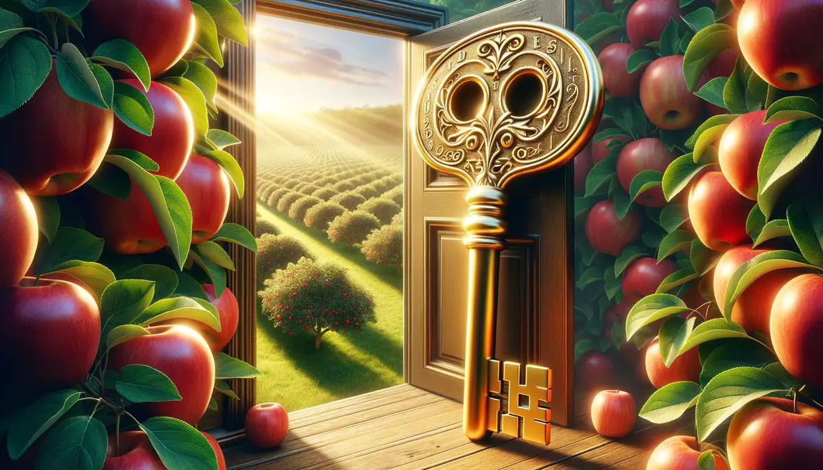 A symbolic representation of trade agreements opening doors for apple exports