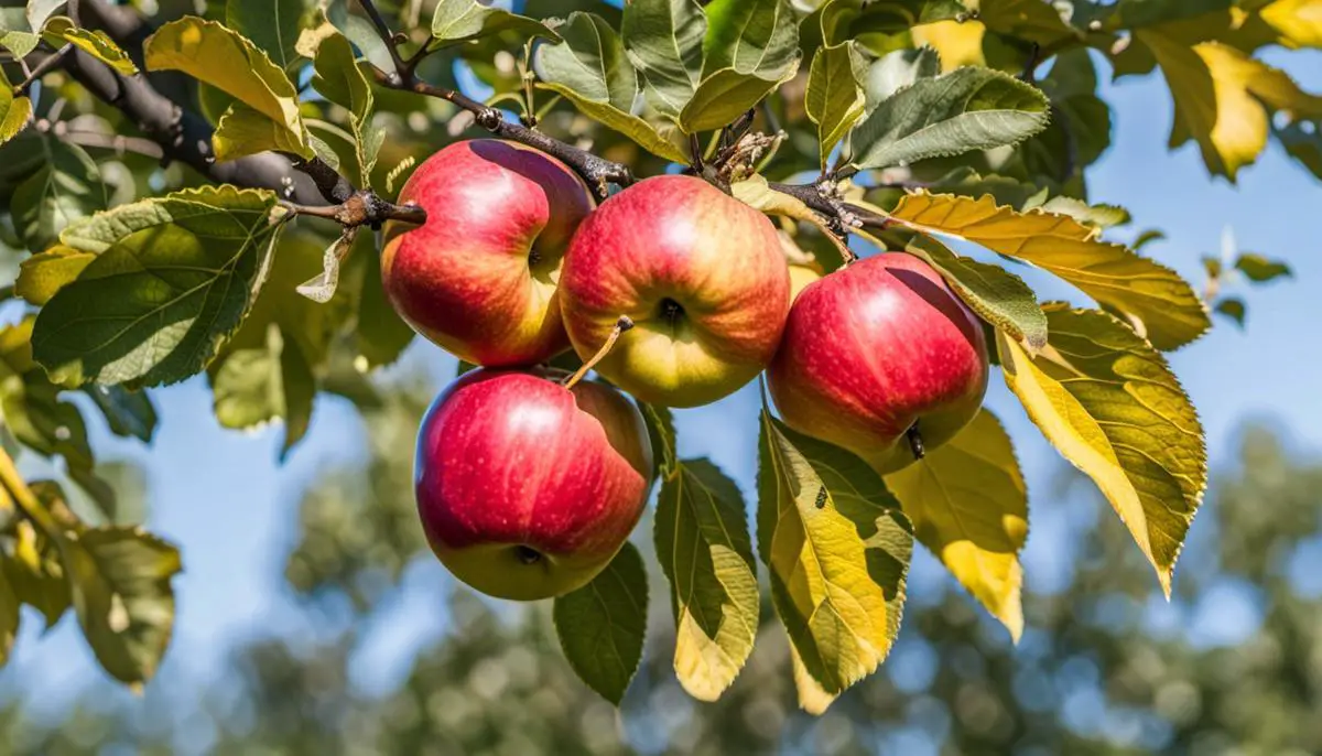 Image of apple tree with yellow leaves due to diseases