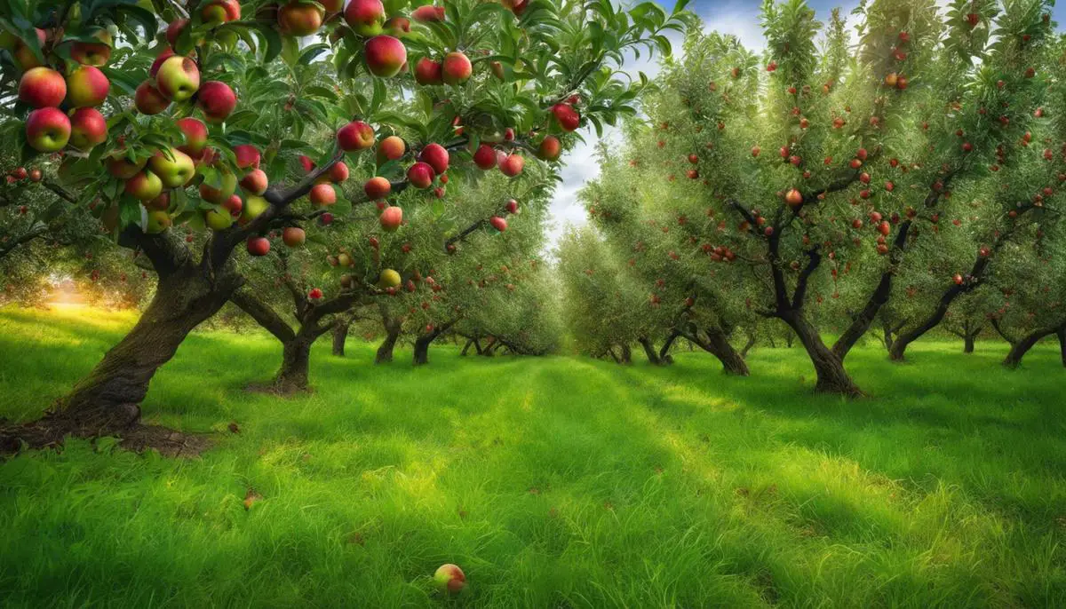 Image of healthy apple trees bearing fruit