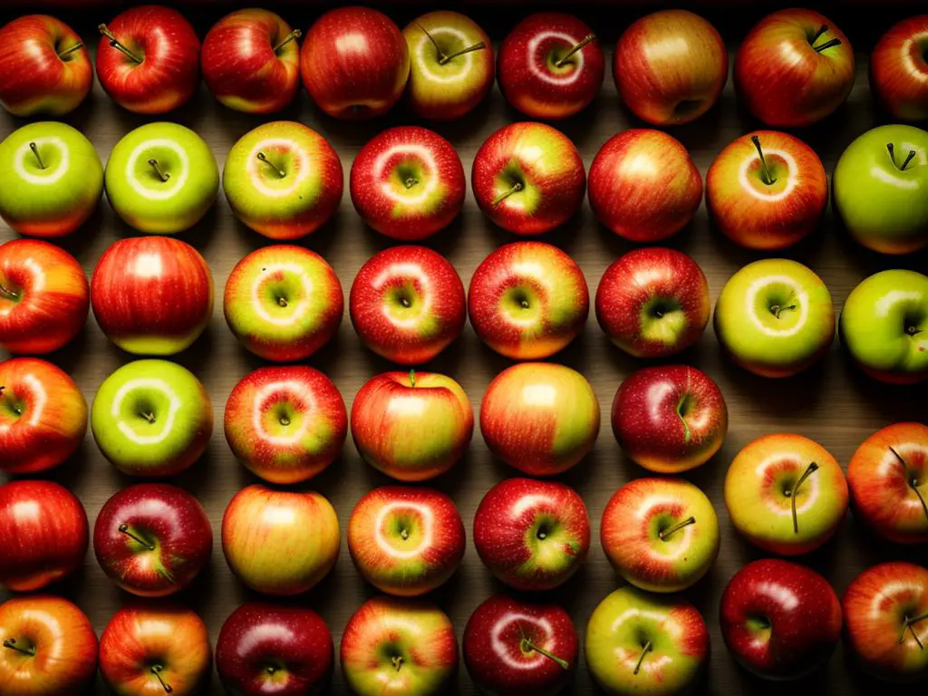 A colorful image showcasing various apple varieties including Fuji, Gala, Granny Smith, Pink Lady, and Hunnyz apples.