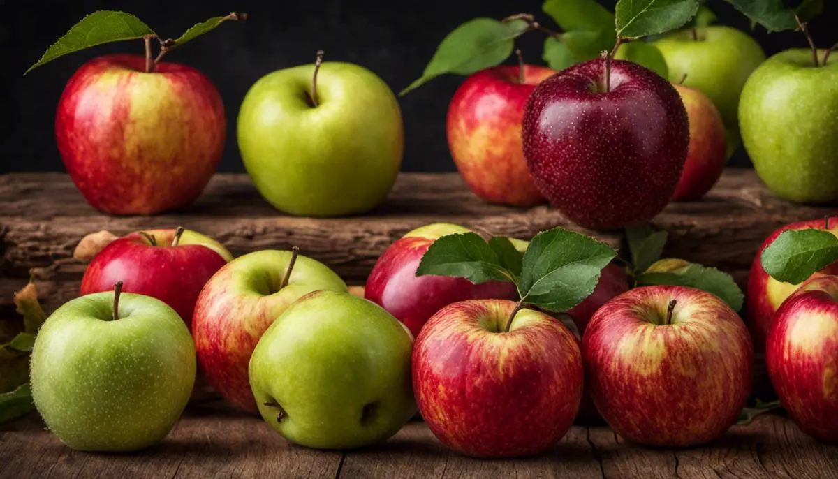 Image of different apple varieties with varying textures, showing the range of mushiness from firm to very soft and squishy.