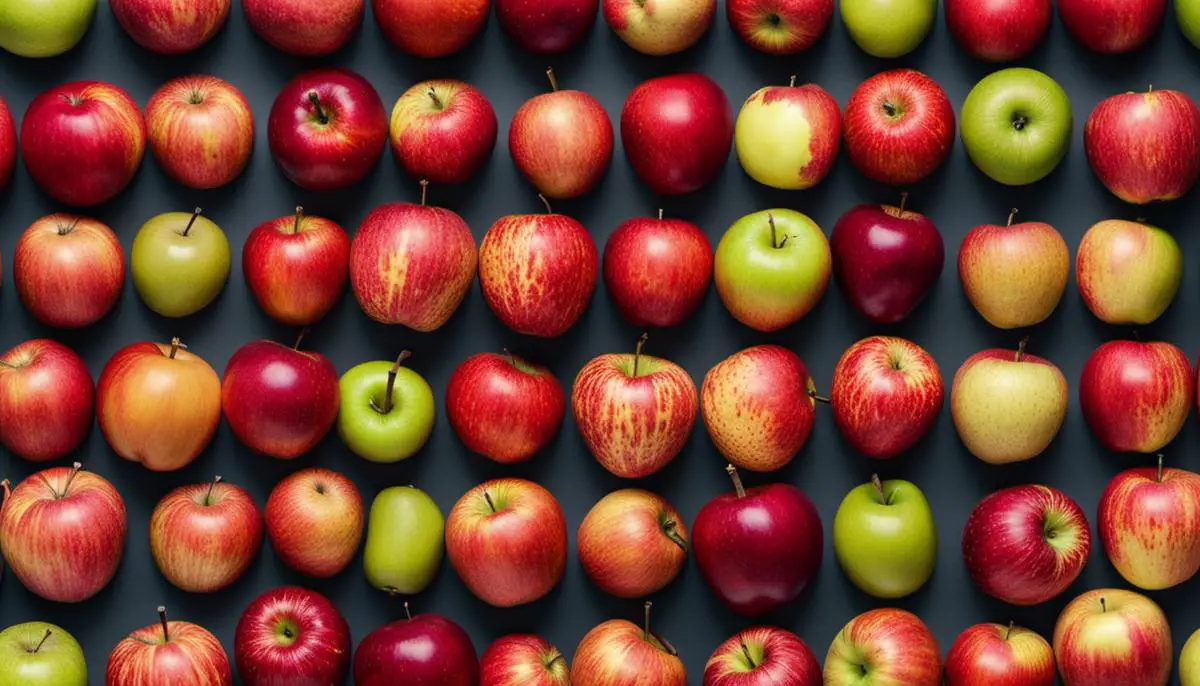 Image of different apple varieties with various colors and shapes