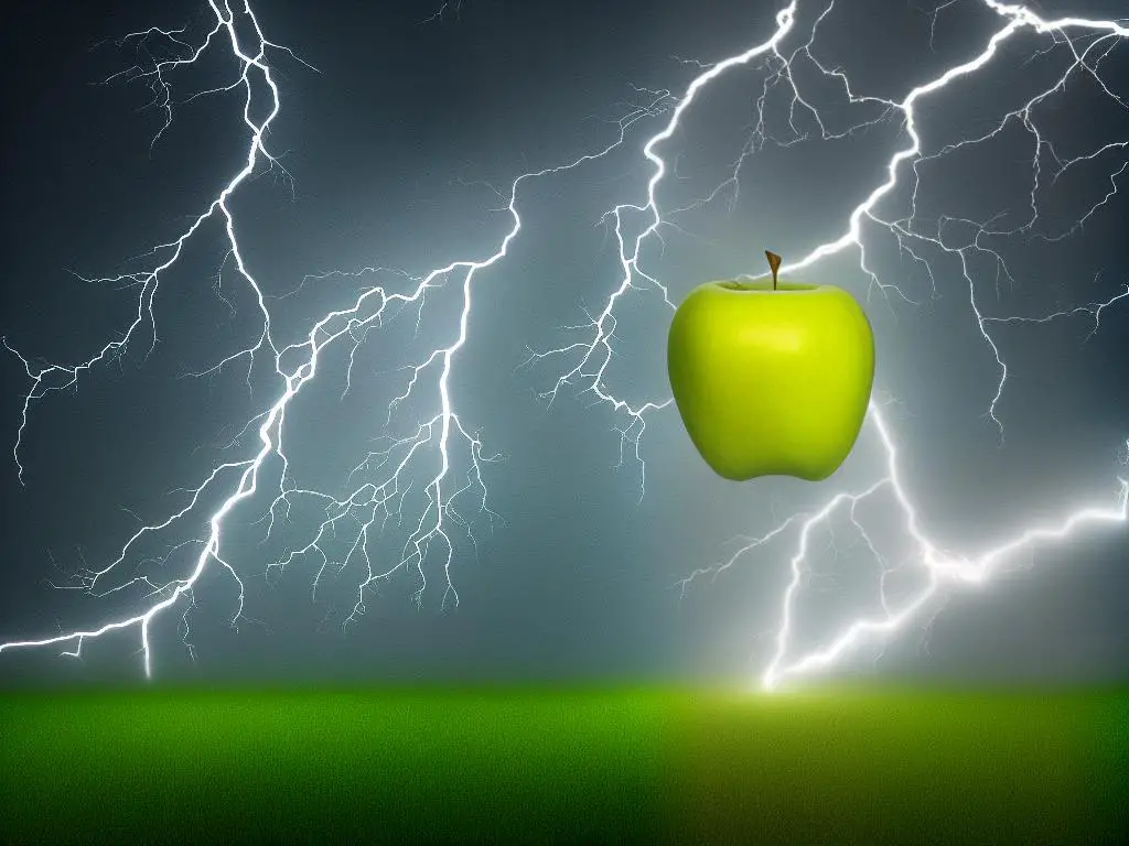 An image or illustration of an apple with lightning on it to convey a message of energy.