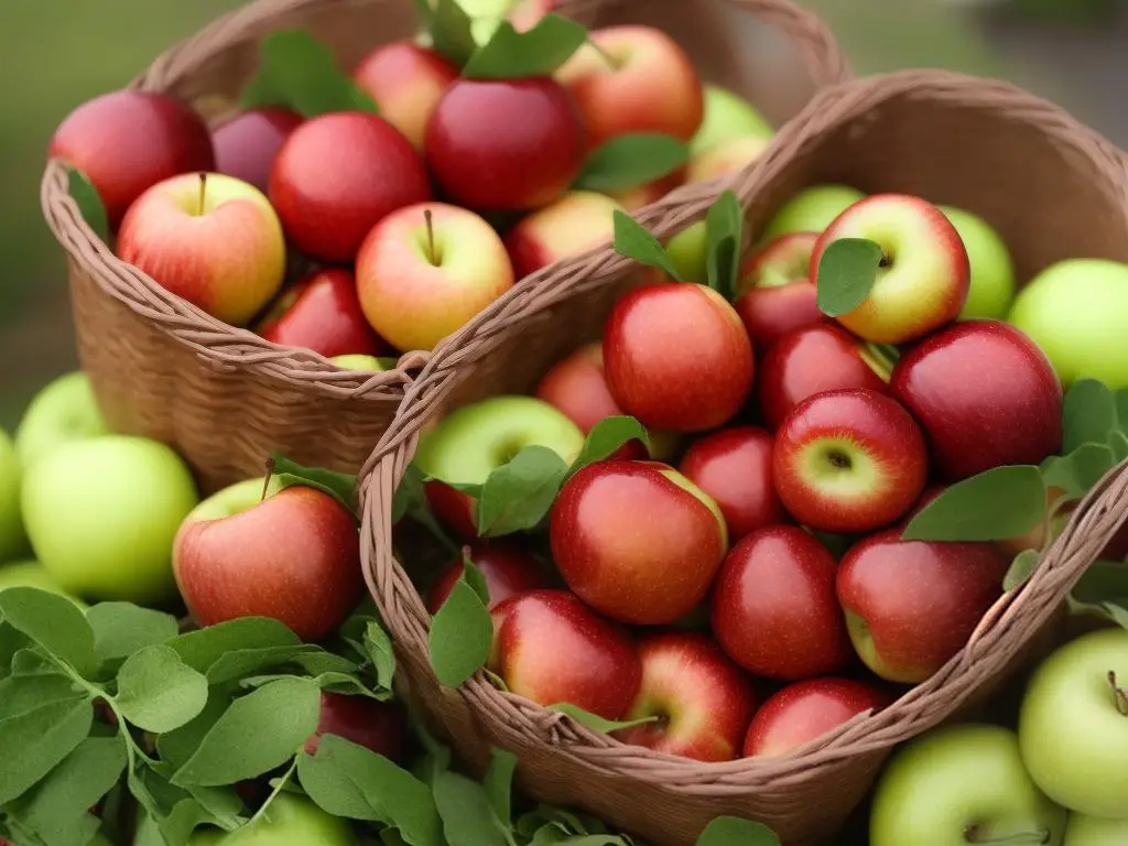 A basket full of fresh shiny apples.