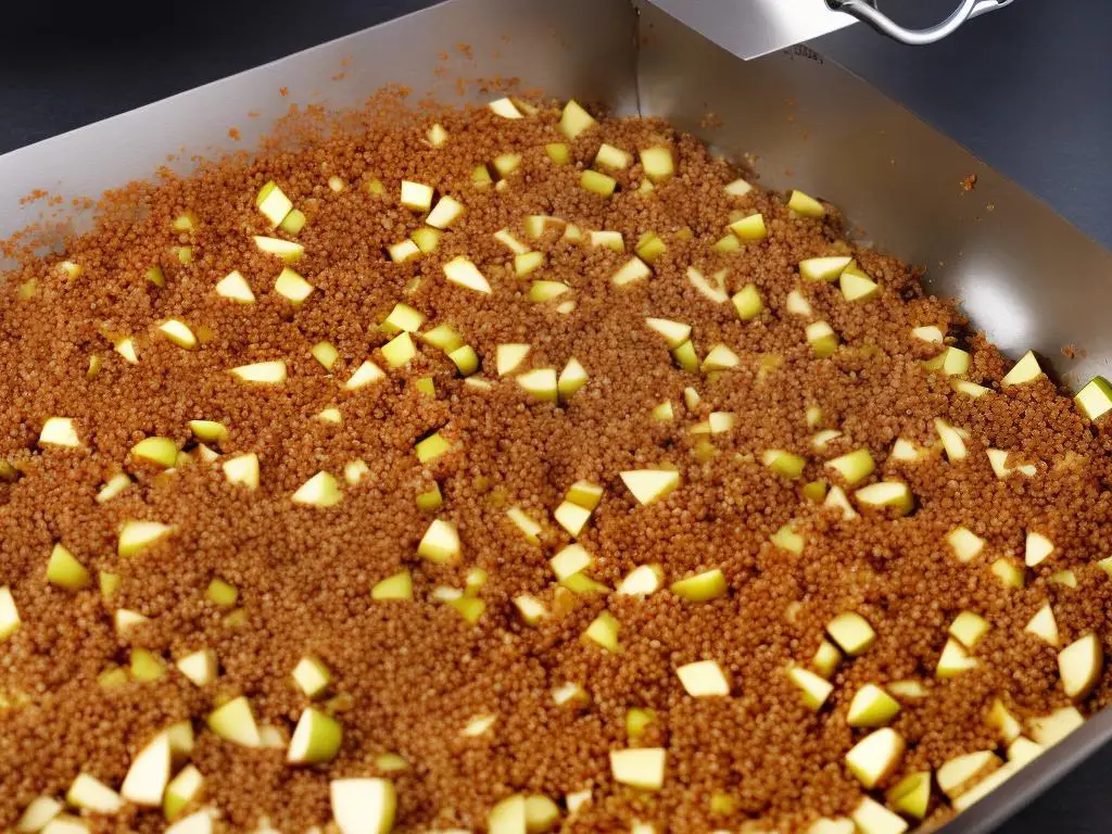 A picture of apples being washed, dried, have their stems removed, and sticks inserted into them for caramel dipping