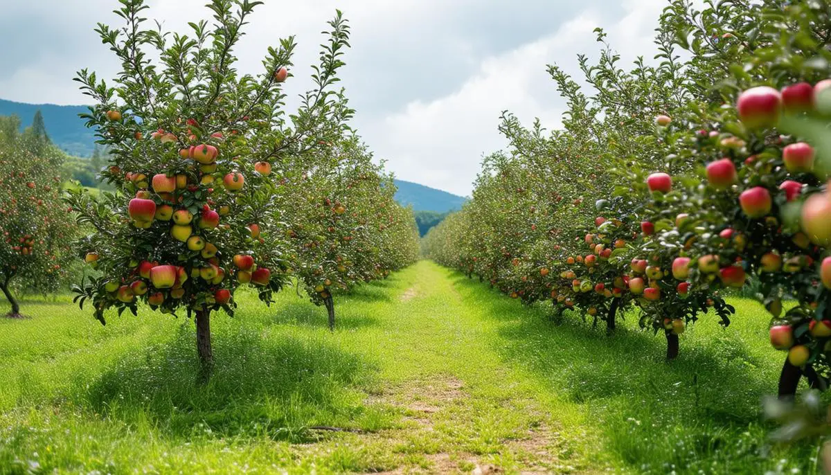 A diverse and sustainable apple orchard with integrated pest management and agroforestry practices