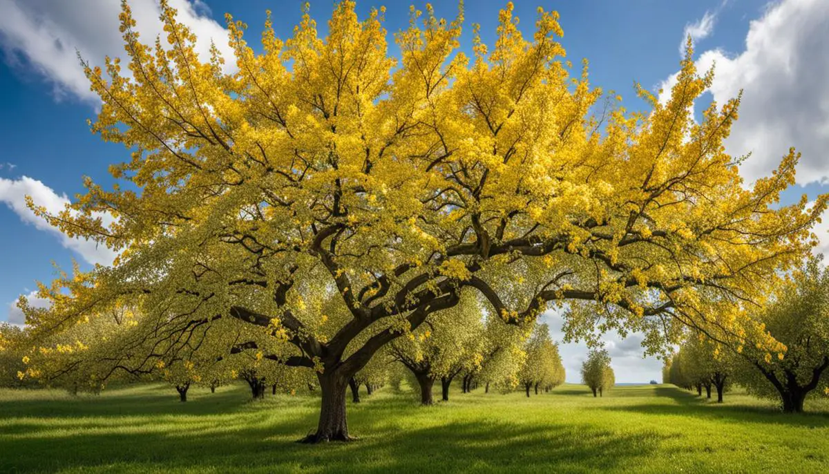 Image of apple tree with yellow leaves due to environmental stressors