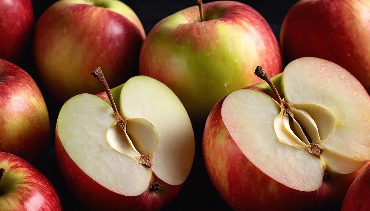 A close-up image of a crisp and juicy Fuji apple, symbolizing the delightful taste and nutritional benefits of Fuji apples.