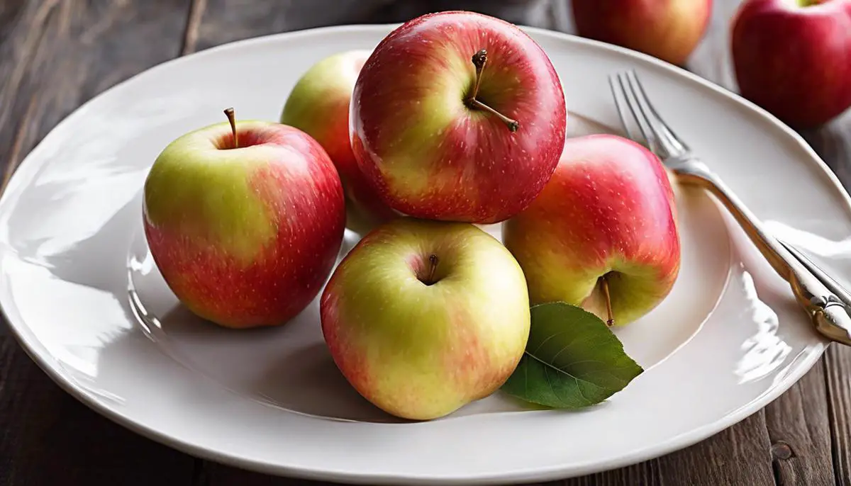 A bowl of Fuji apples - crispy, sweet, and versatile props for various delicious dishes.