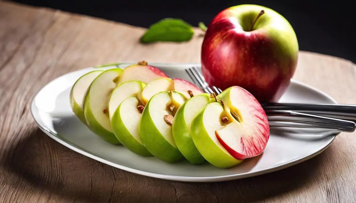 Image of a sliced Gala apple on a plate