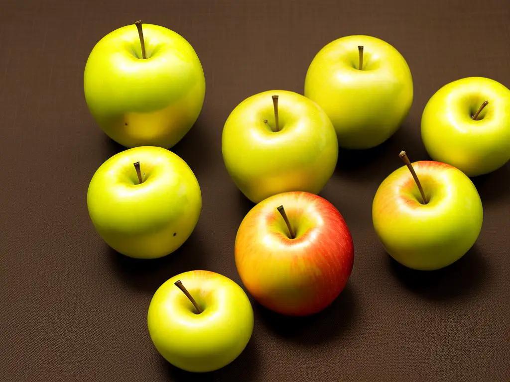 A picture of Gee Whiz apples, showcasing their vibrant green-yellow color and distinct appearance.