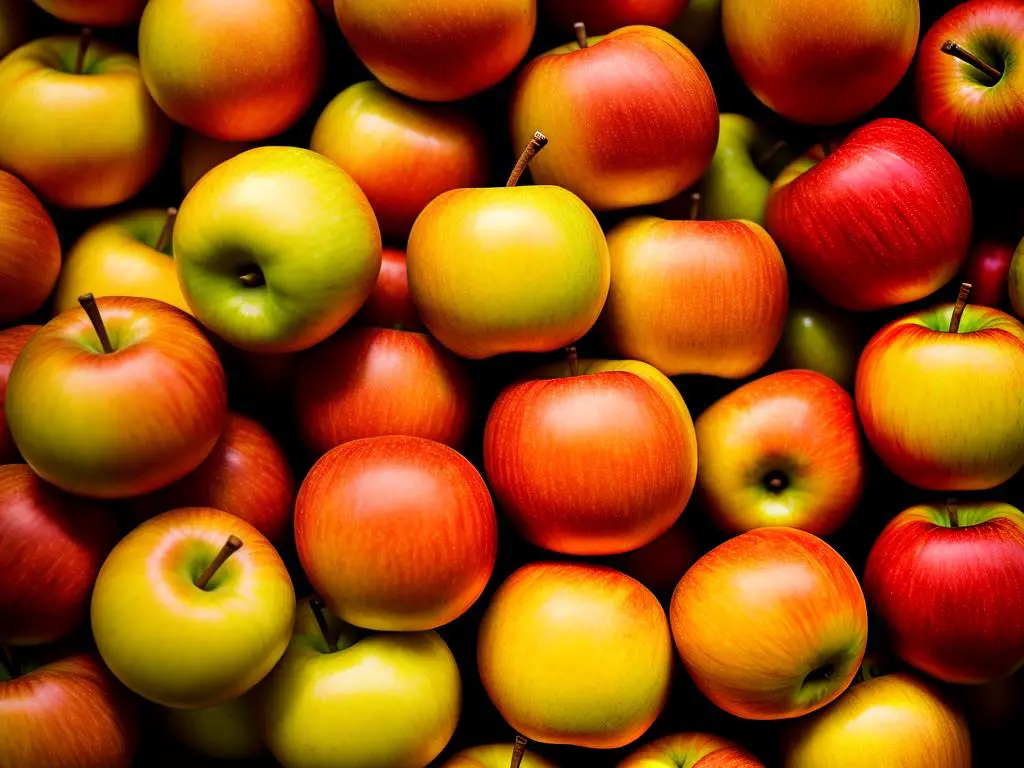 Close-up of Golden Russet apples, showing their rough russet skin and golden color