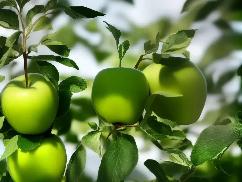 A cartoon image of a green apple with a cape and shield, standing in front of a germ army, representing the green apple's ability to support and strengthen the immune system.