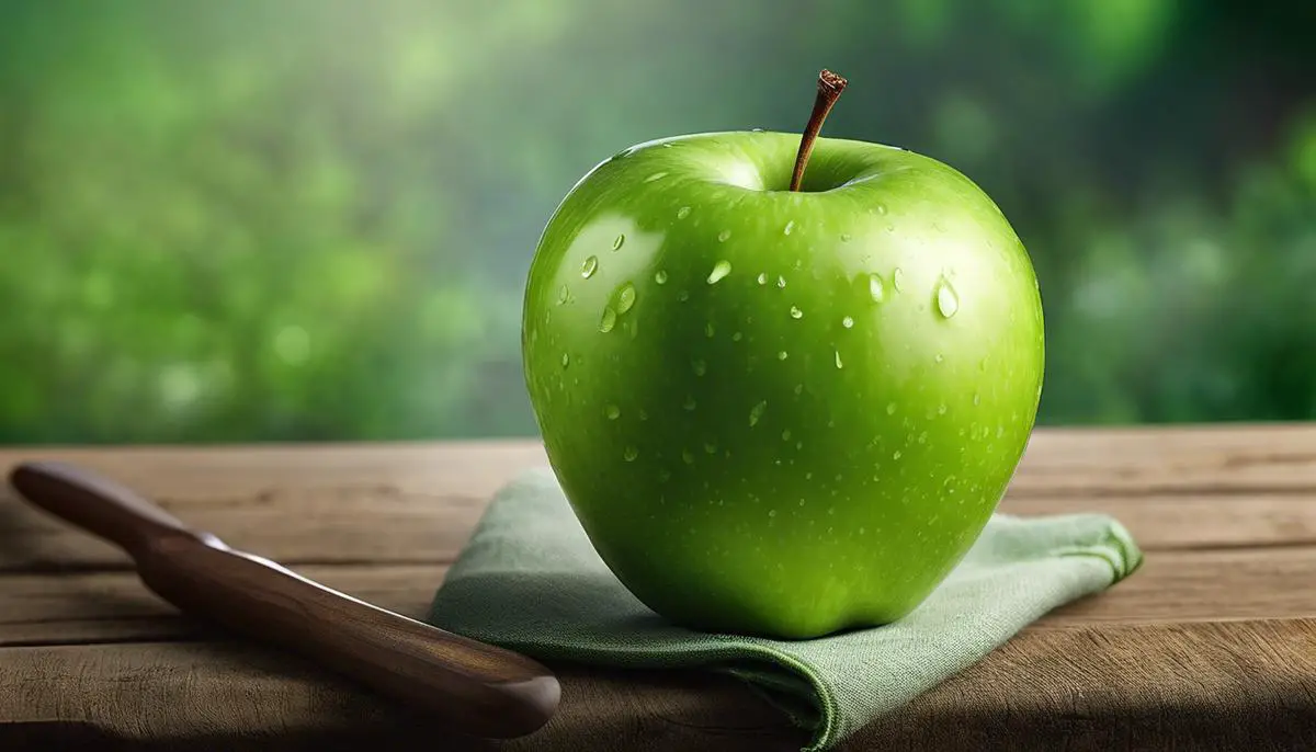 A nutritious green apple filled with vitamins and fiber.