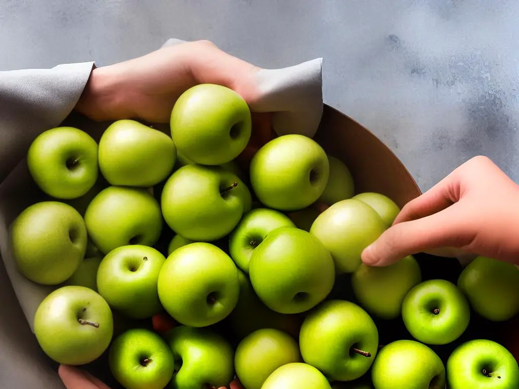 Picture of handful of green apples