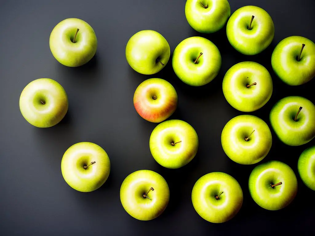 Image of green apples with dashes instead of spaces