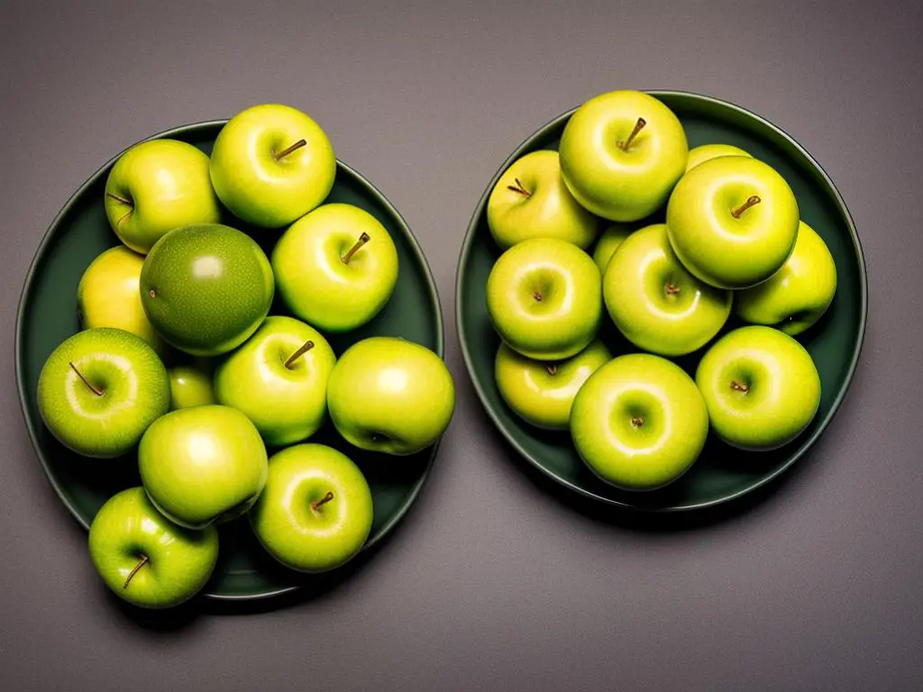 Image of a bowl of green apples, showing their vibrant green color and crisp texture.