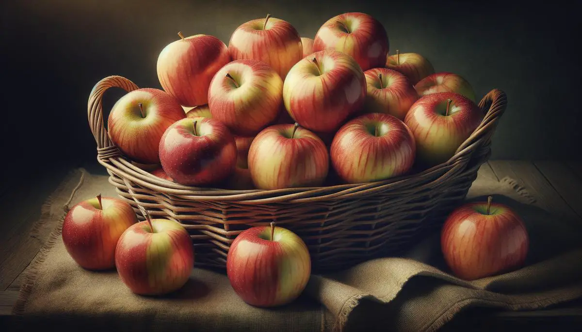 Honeycrisp apples in a basket