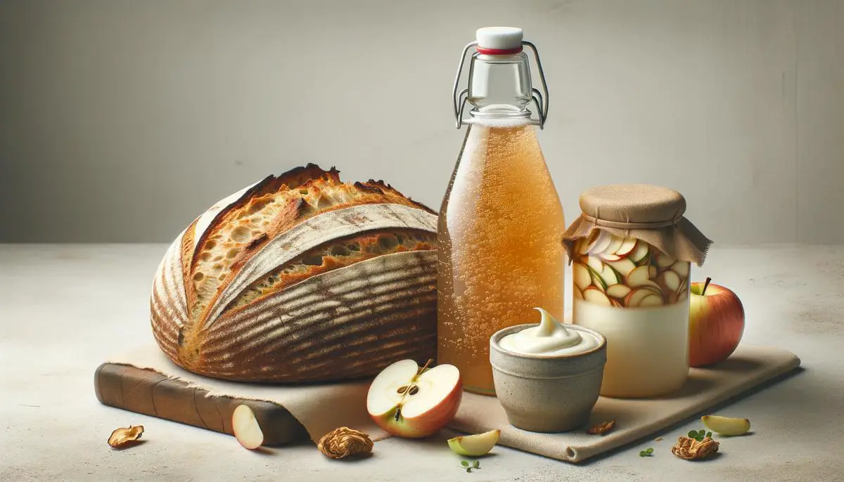 Innovative products made from apple by-products, including sourdough bread and kombucha