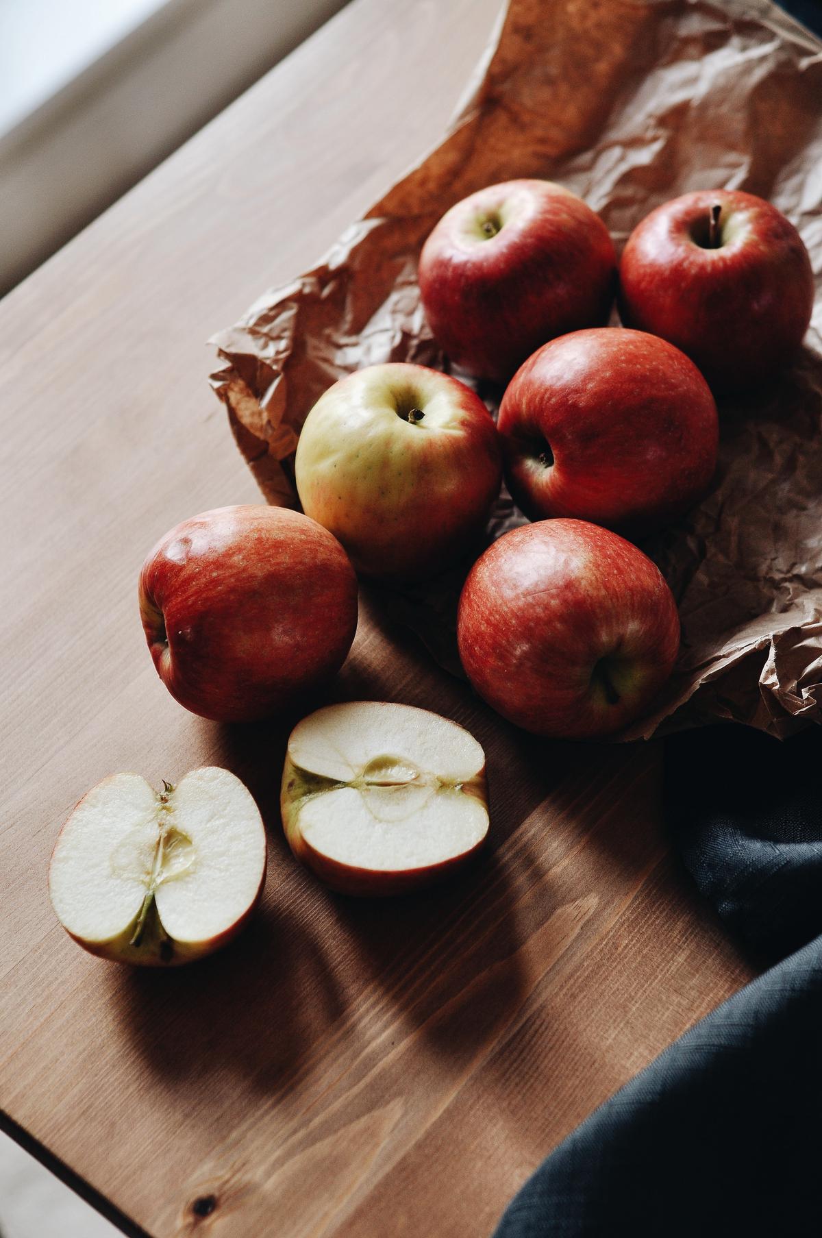 Fresh Kanzi apples in a basket