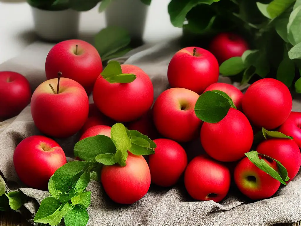 Image of King David Apples showcasing their dark red, almost black skin and crisp white flesh.