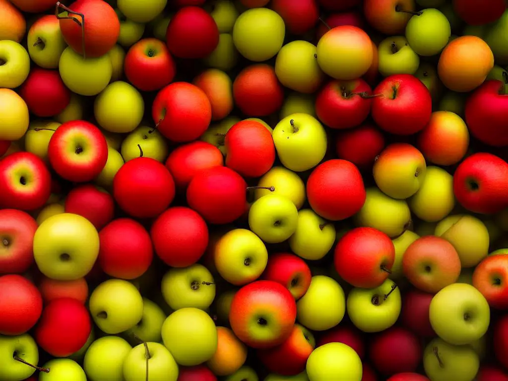 Image of Koru apples, showcasing their vibrant red color on a yellow background.