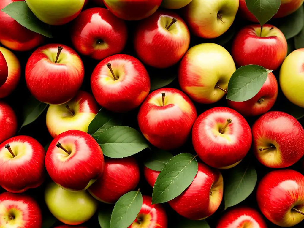 A close-up image of red Lucy Rose apples, showcasing their vibrant color and distinct shape.