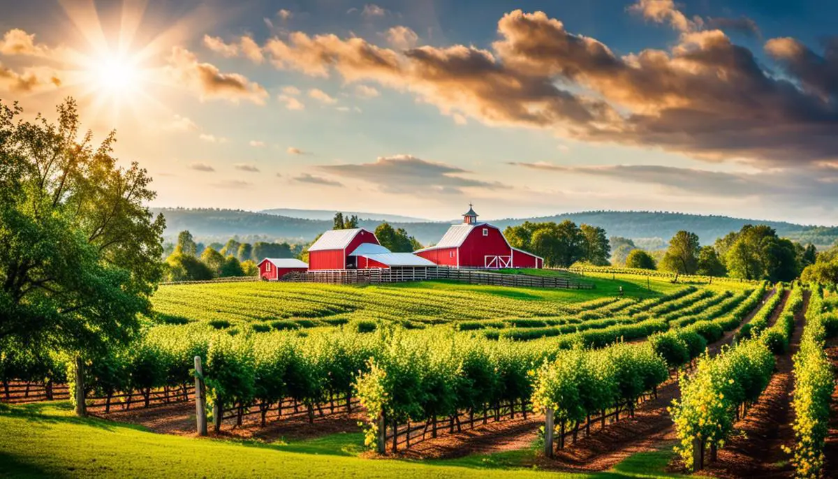 An image of Mill's Apple Farm showcasing its beautiful orchards and farm landscape
