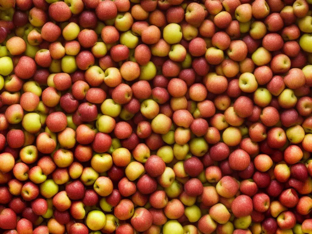 A photo of a bunch of Molly Delicious apples on a wooden table