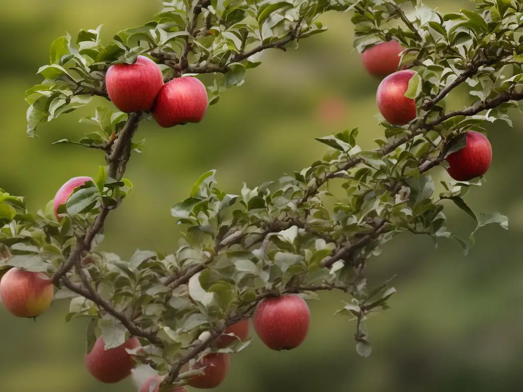 Image of a Mutsu (Crispin) apple growing on a tree