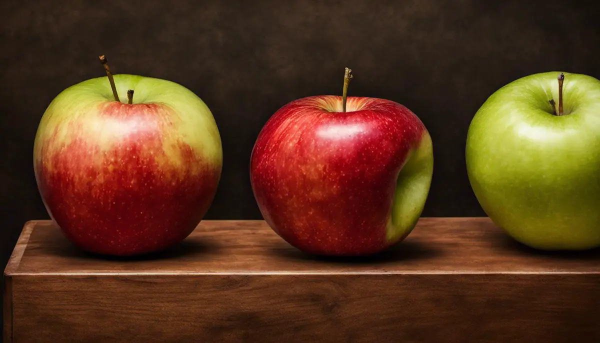 Comparison of fresh and mushy apples, displaying their nutritional differences